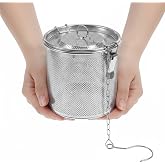 Stainless Steel Seasoning Strainer, Tea Ball Filter Soup Seasonings Seperation Basket Loose Leaf Tea Infuser with Chain for Home Restaurant Kitchen, 4.7 x 5.1 Inch