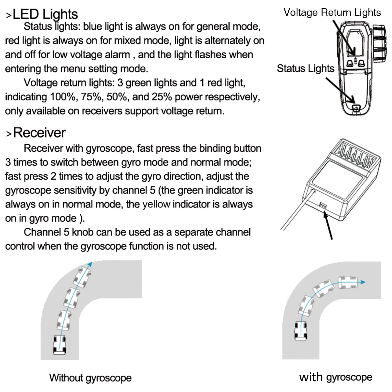 DUMBORC X6PM-350 Leichter RC Transmitter mit Gyro-Empfänger X6FG Mini RC Fernbedienung für RC Autos LKW/Crawler/Racing/Boot/Tank 6