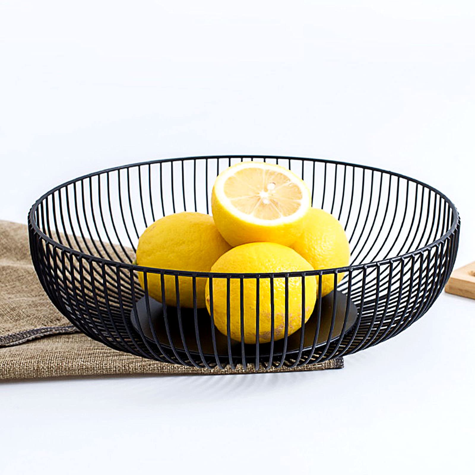 DMAR Black Wire Fruit Bowl, 28x8cm Large Metal Fruit Basket, Modern, Keep Fruit Fresh Longer
