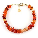 CRYSTALINES Genuine Raw Gemstone Bracelet, Handmade Bohemian Jewelry, Rough Stone Gold Plated Bracelet, Chakra & Healing Crystals, Christmas Gift for Her (Size.7+1inch)