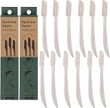 Lanjue Dermaplaning Blades for Face 12pcs WheatStraw Eyebrow Razor