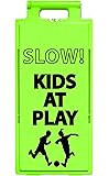 Cortina Lamba 2x4 Safety Sign"Slow Kids at Play" 25"x11.5"x1.5", 03-600-60L, Lime