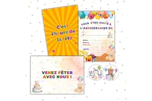 Invitation Fete Enfant Francais, Carte Invitation Fete Enfant Francais, Invitation Cards Birthday For Kids - 7 x 5 Inches Inv