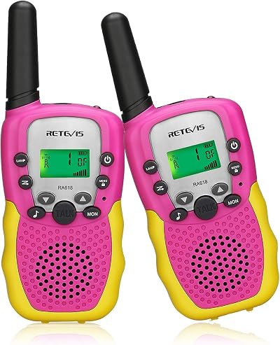 Retevis RA618 Kids Walkie Talkies Pink 8 Channels VOX LED Flashlight 1 Pair