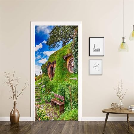 HHJJ Paisaje Puerta 3D Etiqueta de la Pared Mural Impermeable ...