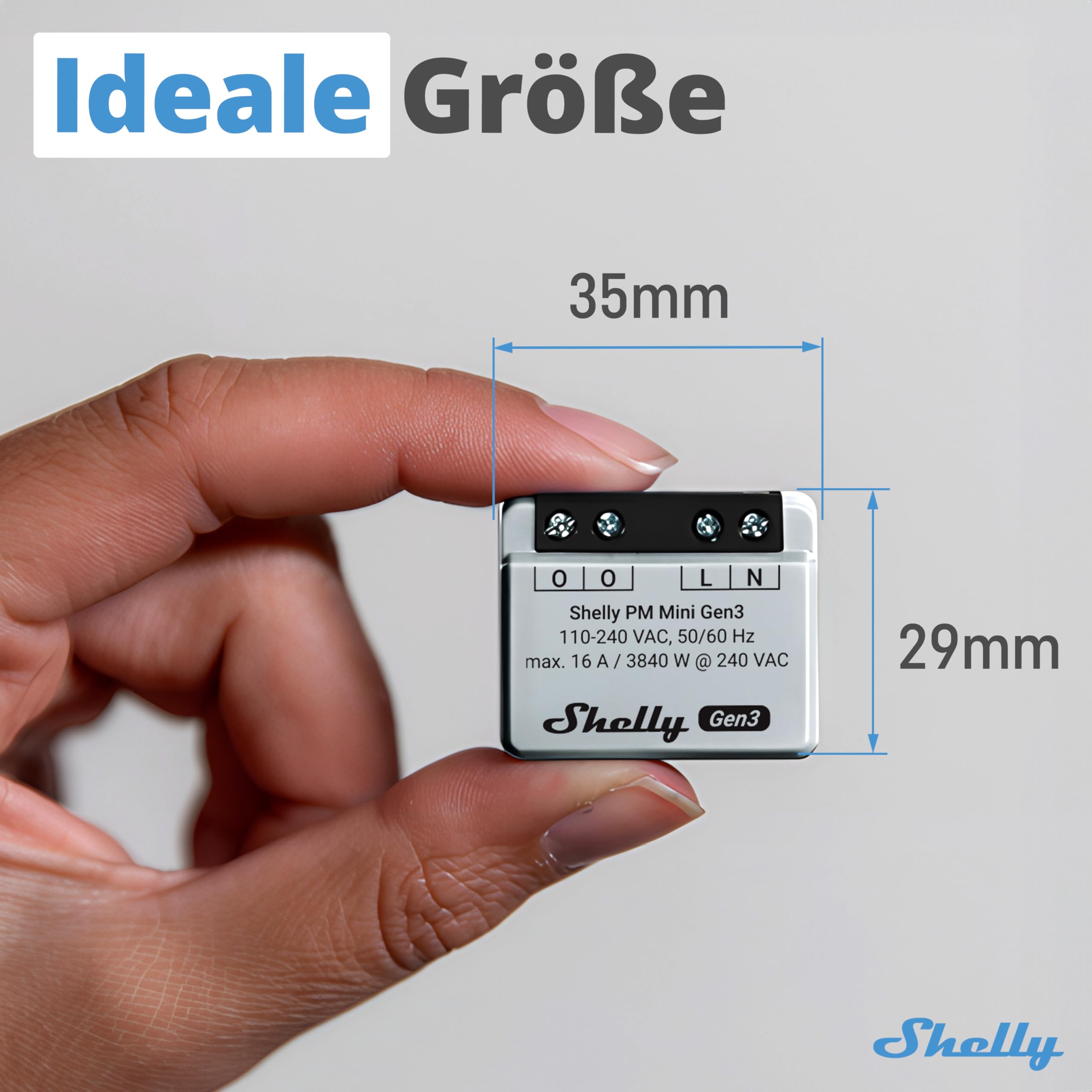 Shelly PM Mini Gen3 - WLAN Smarter Stromzähler, 1 Kanal, 16A, kein Relaisschalter, Leistungsmessung, Echtzeit-Energiezähler, kein Hub Erforderlich, Alexa & Google Home, Hausautomation 2