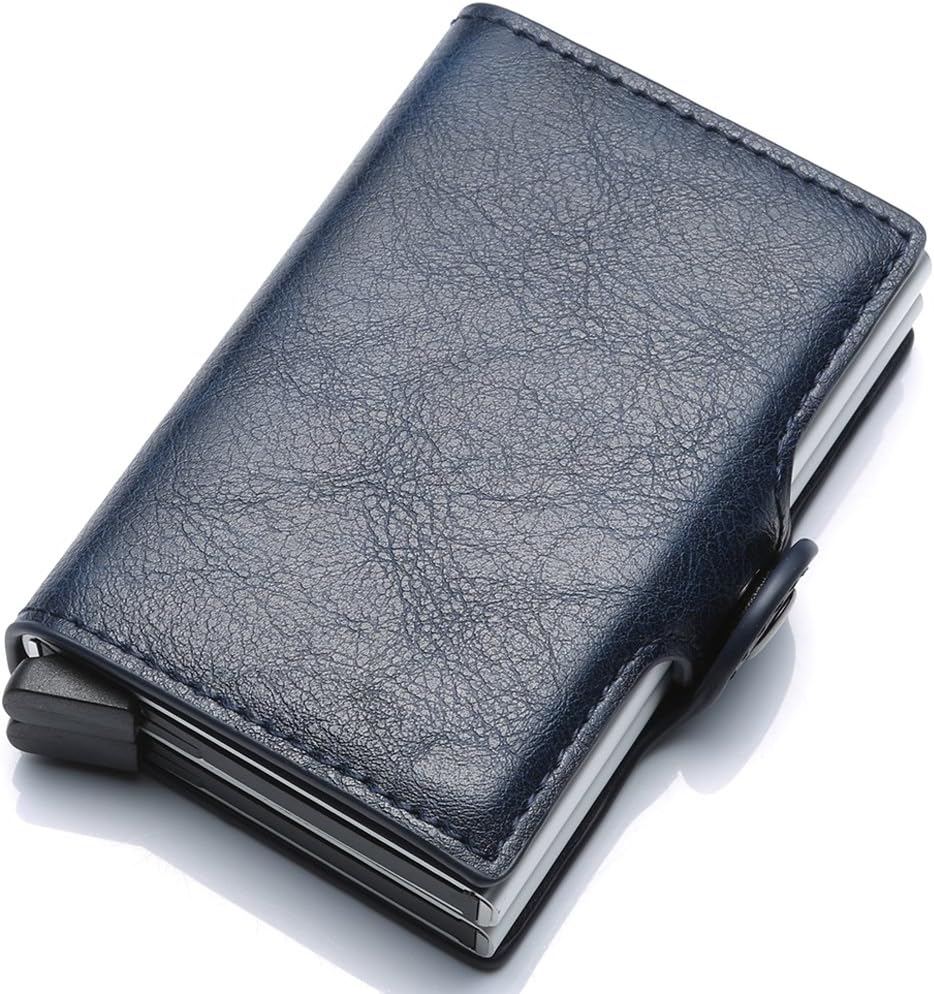 Ultra-thin RFID blocking wallet secure credit card wallet Credit Card Holders (blue)