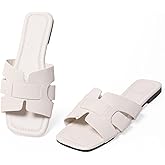 EcooInviv Women's Dressy Casual Flat Sandals, Elegant Comfortable Slip-On Slides with Textured Upper, Versatile Dressy Style for Everyday Wear
