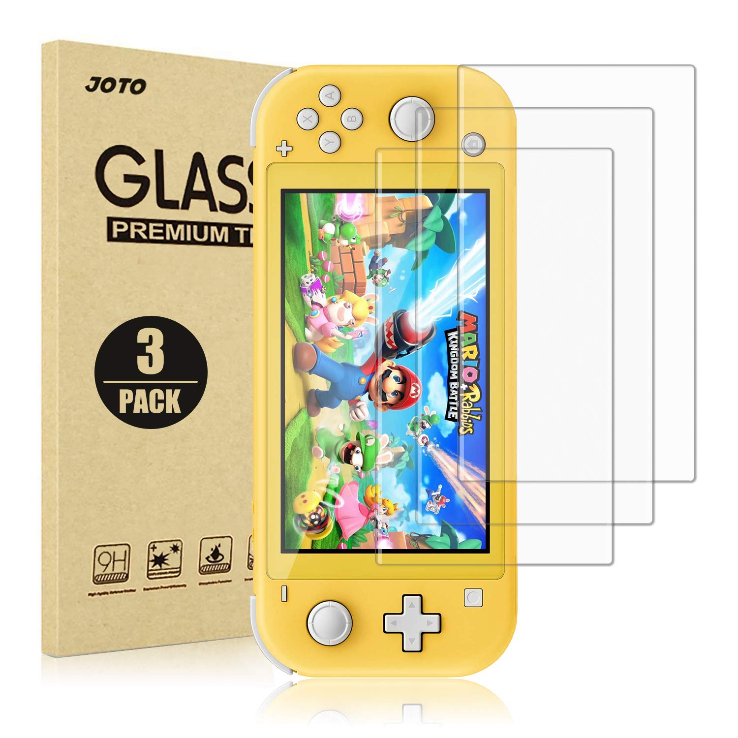 JOTO [3 Pack] Switch Lite Screen Protector, Tempered Glass Screen Film Guard, Rounded Edge Real Glass Screen Protector for Nintendo Switch Lite 2019