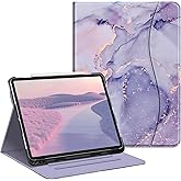 Fintie Folio Case for iPad Air 13-inch (M3) 2025 / (M2) 2024, Multi-Angle Viewing Protective Stand Cover with Pencil Holder & Pocket, Auto Sleep/Wake, Lilac Marble