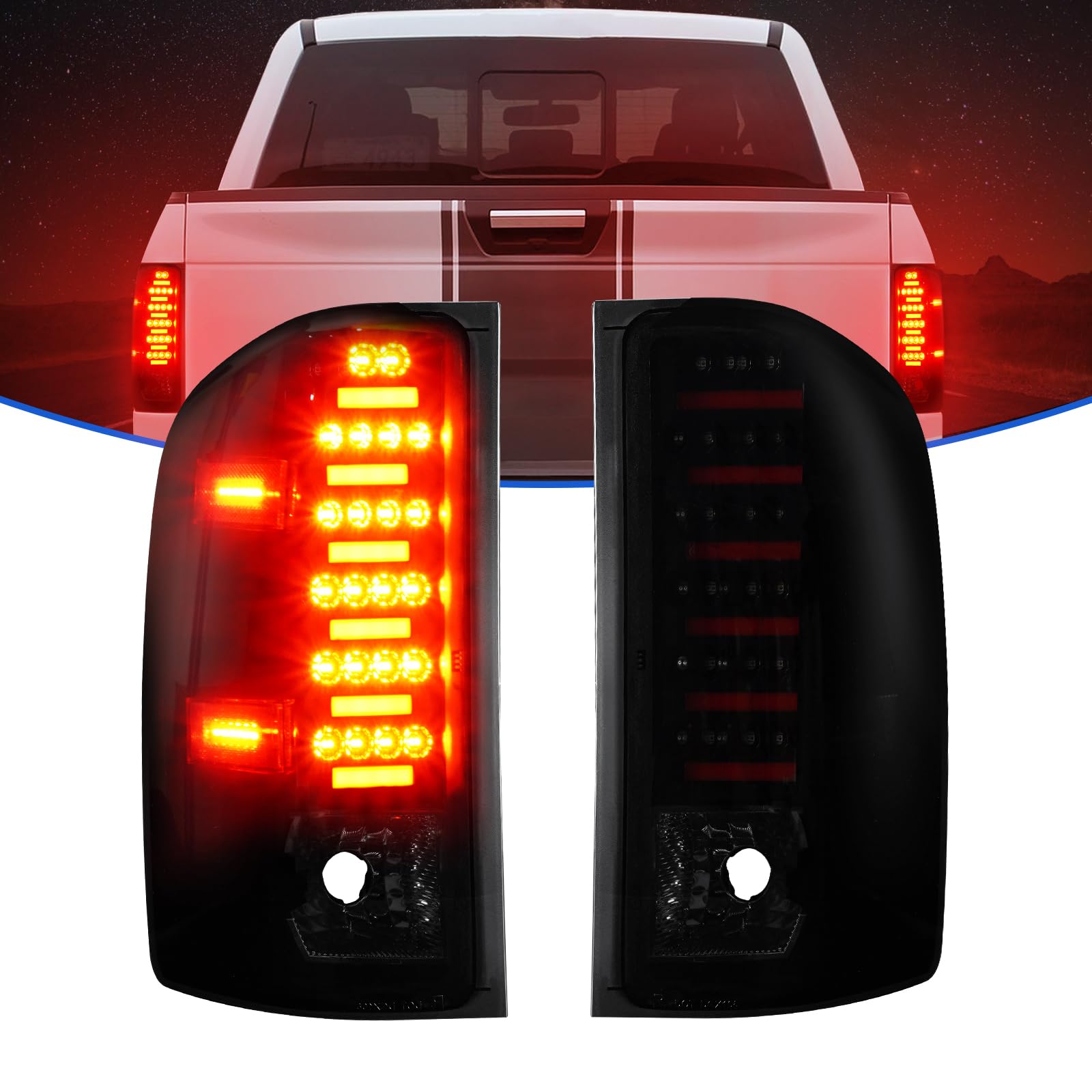 Photo 1 of Gubebaili LED Tail Lights Assembly for Chevy Silverado 1500 2500 HD 3500 HD 2007-2014, for GMC Sierra 3500 HD with Dual Wheel 2008-2014, Black Housing Smoke Lens