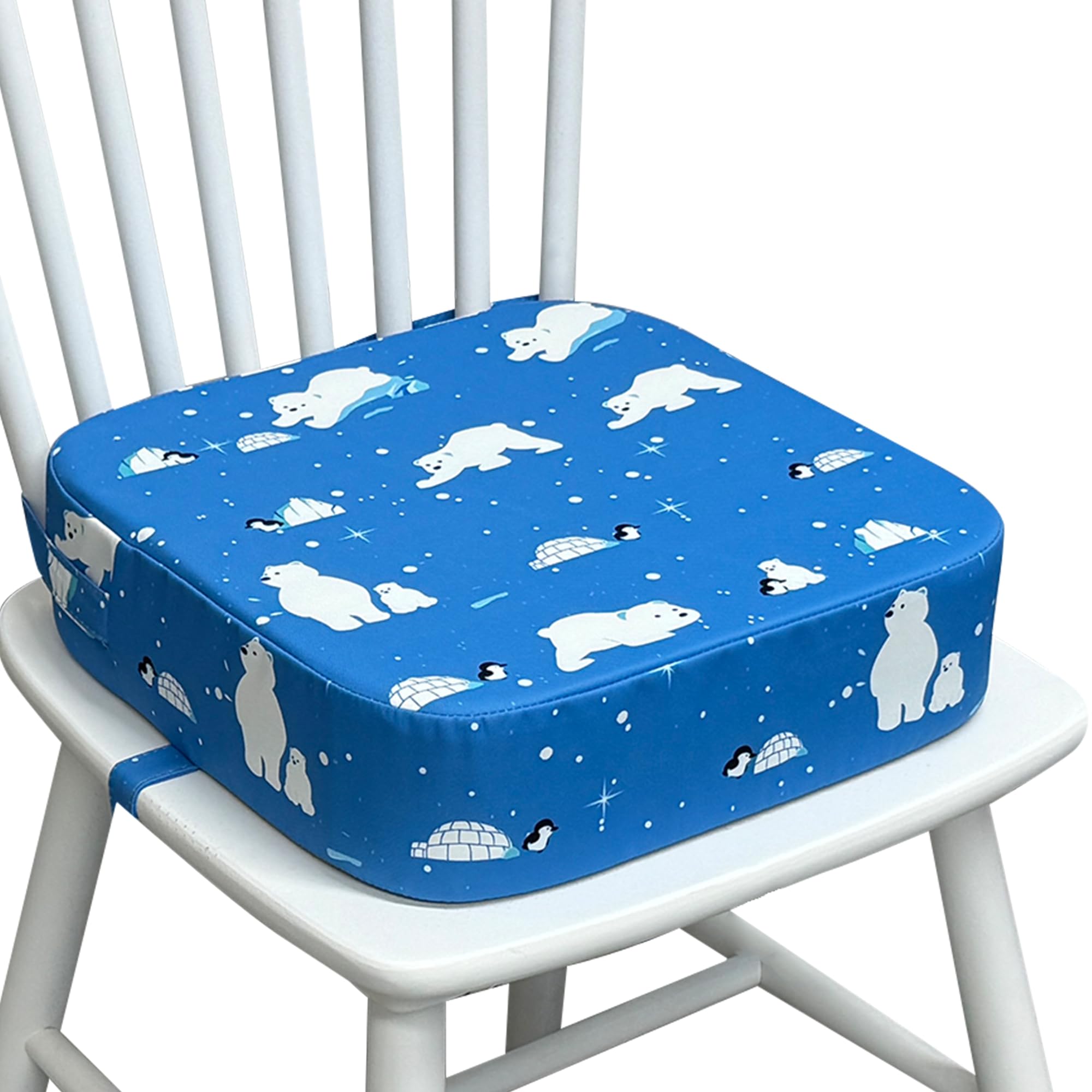 Photo 1 of Toddler Booster Seat for Kitchen Chair, 3.5" Oxford Foam Cushion, Non-Slip Base, Adjustable Straps, Portable Dining Booster for Self-Feeding Toddlers at Home or on The Go (Polar Bear)