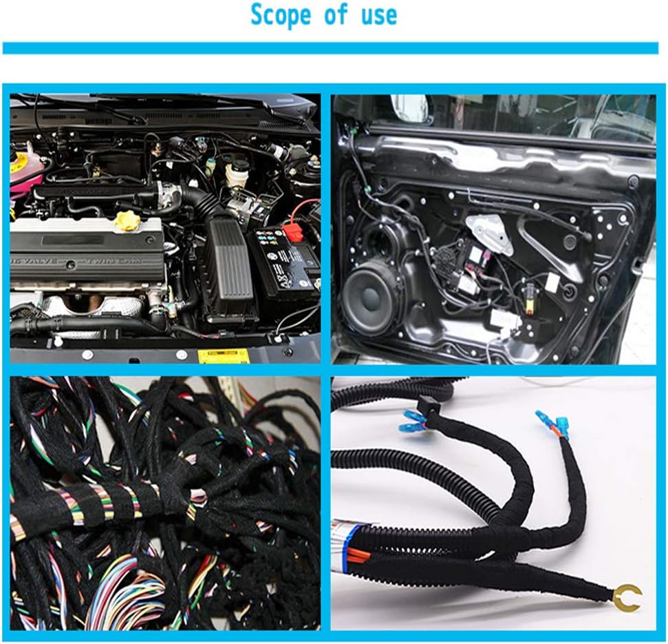4 Rolls Wire Loom Harness Tape, Wiring Harness Cloth Tape, Black Adhesive Fabric Tape for Automobile Electrical Wire harnessing Noise Damping Heat Proof 19 mm X 15m: Car Electronics