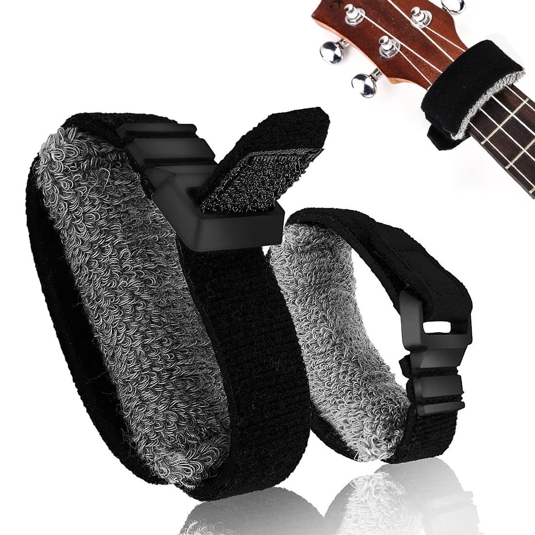 LSUWDE 2pcs Adjustable Guitar String Mute Dampener, Noise Reducer Dampener Universal Guitar,Fretboard Muting Straps,Musical Instrument Accessories