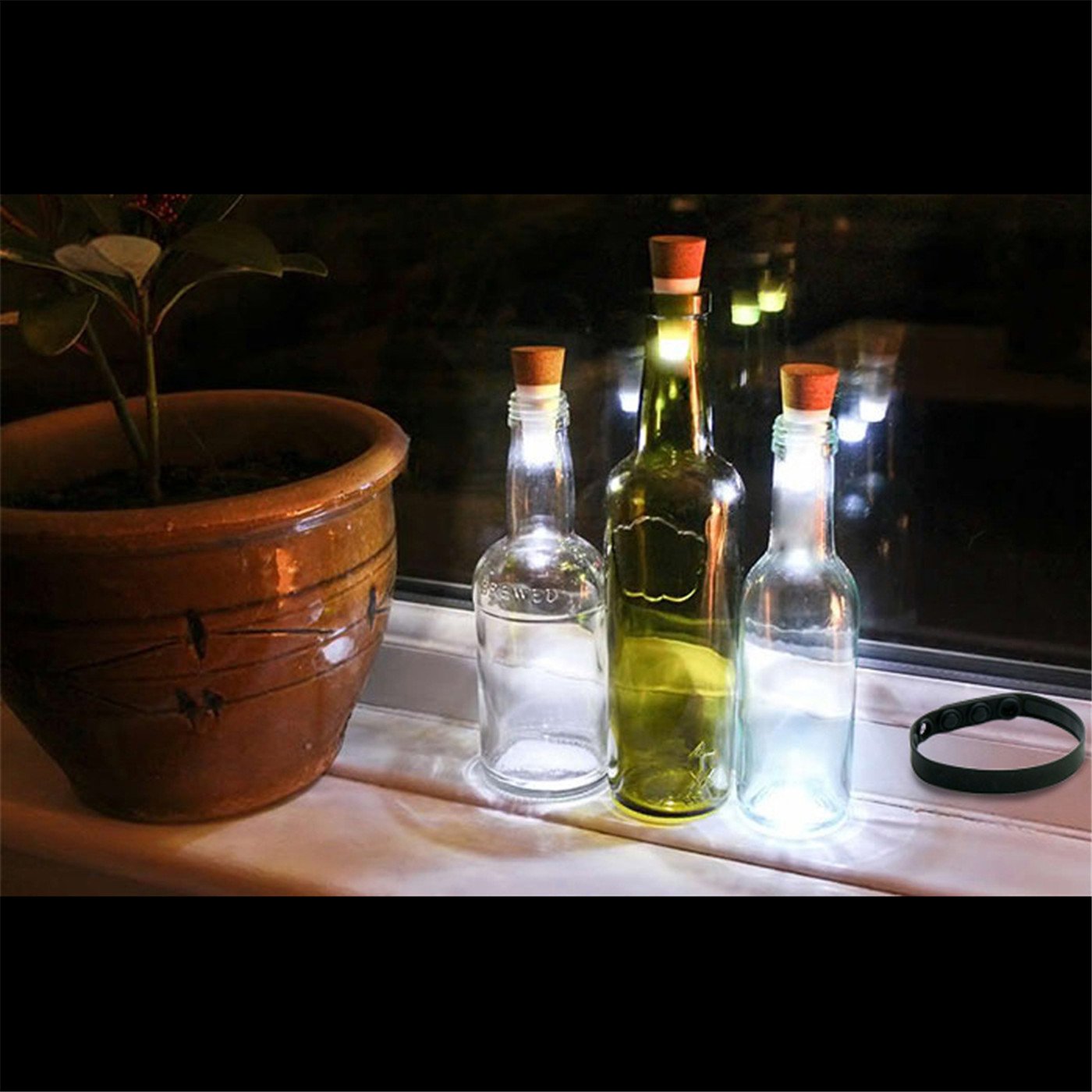 LED Cork Bottle Lights, USB Powered Rechargeable, 12 Lumen Mood Lights Copper Wire String Starry LED Lights for DIY, Home Kitchen, Wedding, Halloween, Christmas, Party Decor (3PCS White)