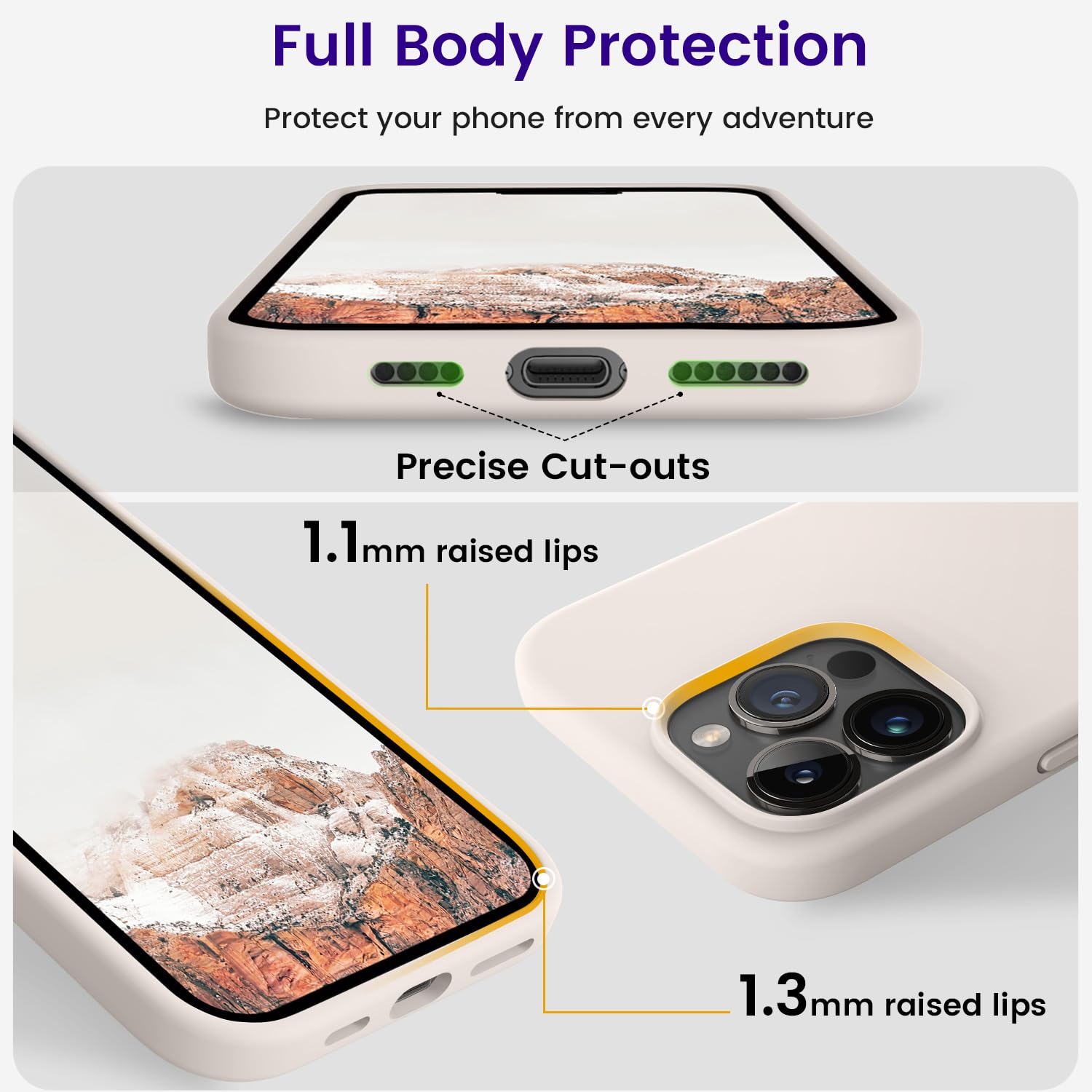 OTOFLY Compatible with iPhone 15 Pro Max Case,[Silky and Soft Touch Series] Premium Soft Liquid Silicone Rubber Full-Body Protective Bumper Case for iPhone 15 Pro Max (Stone)