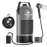 Tadomoe Portable Camping Shower with Battery Powered Pump, 5 Gal/20L Solar Heated Camp Shower Bag, 3-Mode Shower Head & Trave