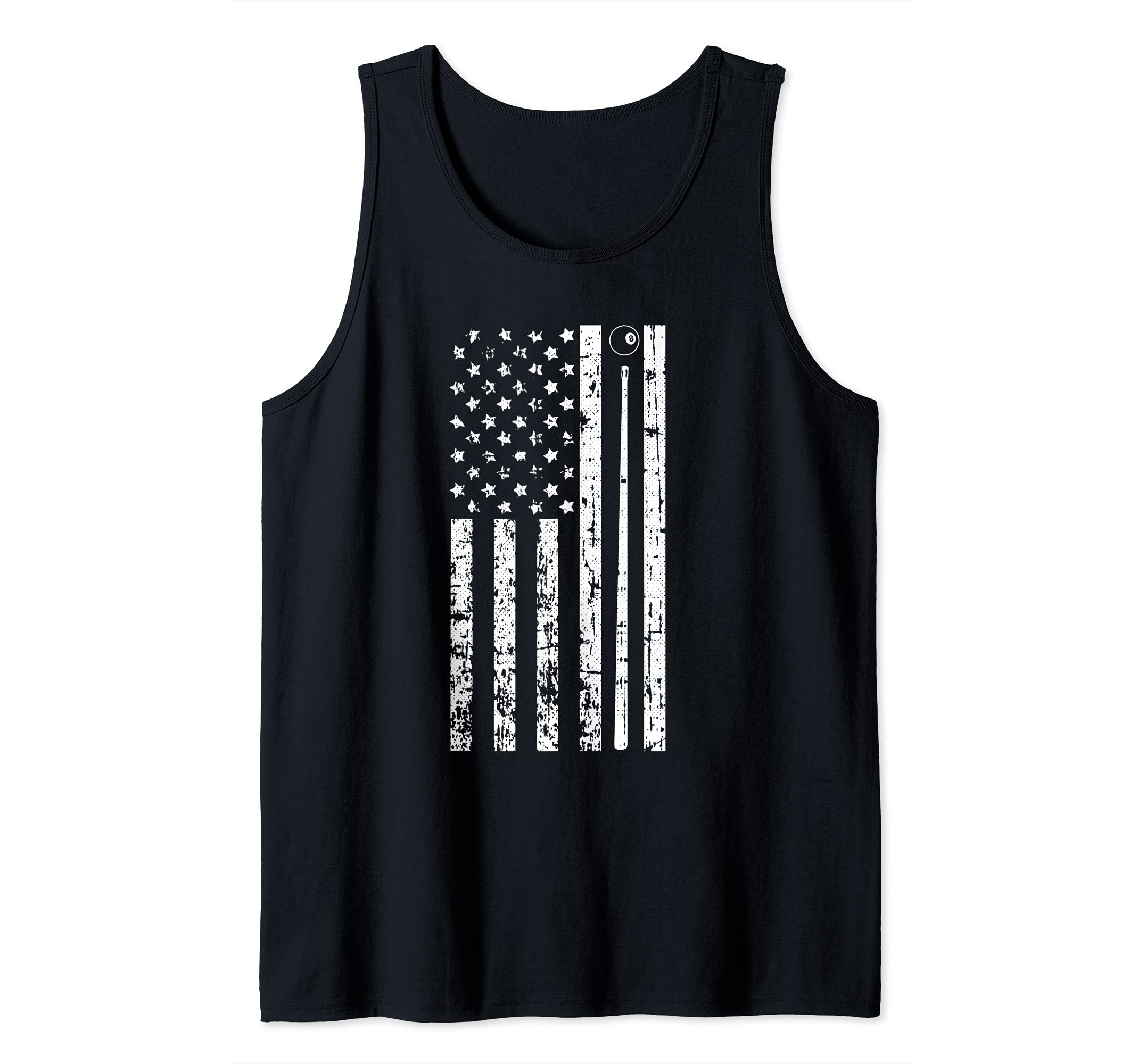 American Flag Billiard Stick Cute Table Game Funny Usa Pool Tank Top