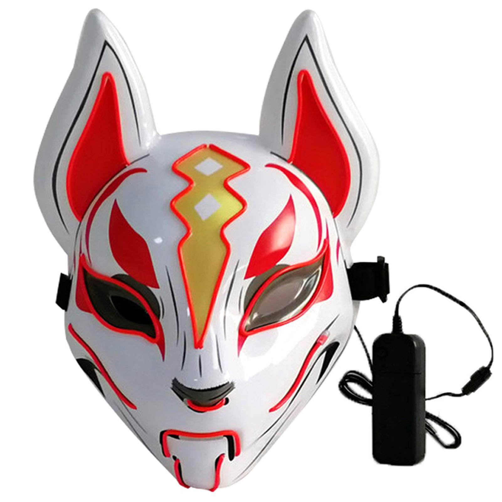 Lixada 10 Colour Fox Full cover Neon Lights Halloween Party LED Lampshade Dark Glow Cosplay cover Party Costume cover, red