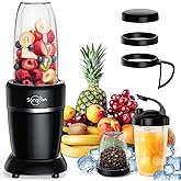 Sangcon 1000W Smoothie Blender for Kitchen, Blenders for Smoothies with (3) Cups (2) Spout Covers (1) Storage Cap (1) To-Go C