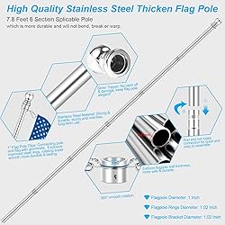 REERON 7 FT Flag Pole Kit for House, w/2-Position