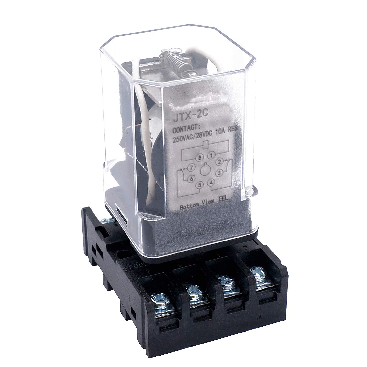 Taiss/JTX-2C, MK2P-I DPDT Power Relay with Plug-in Terminal Socket Base ...
