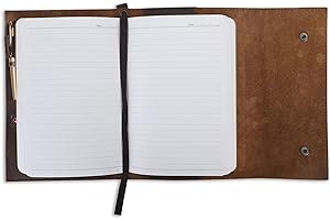 CestAntiQ Rustic Leather Journal Cover for A5 Notebooks Fits 5.75 x 8.25 Inch Sketchbooks 5.5 x 8.2 Inch Pads Refillable Organizer with Pen Loop 5 Card Slots Gift for Writers Professionals Brown