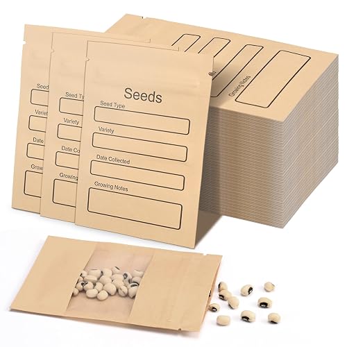 100 Pack Small Resealable Seed Envelopes with Clear Window, 3.15 x 4.72 ...