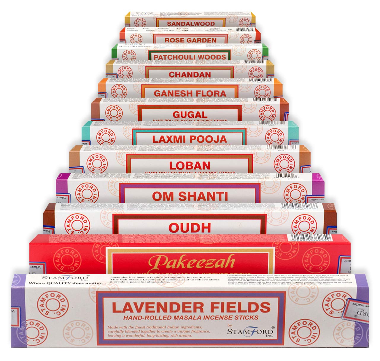 Stamford London 37364 Traditional Fragrances Variety Set Hand Rolled Incense Sticks - 12 Packs