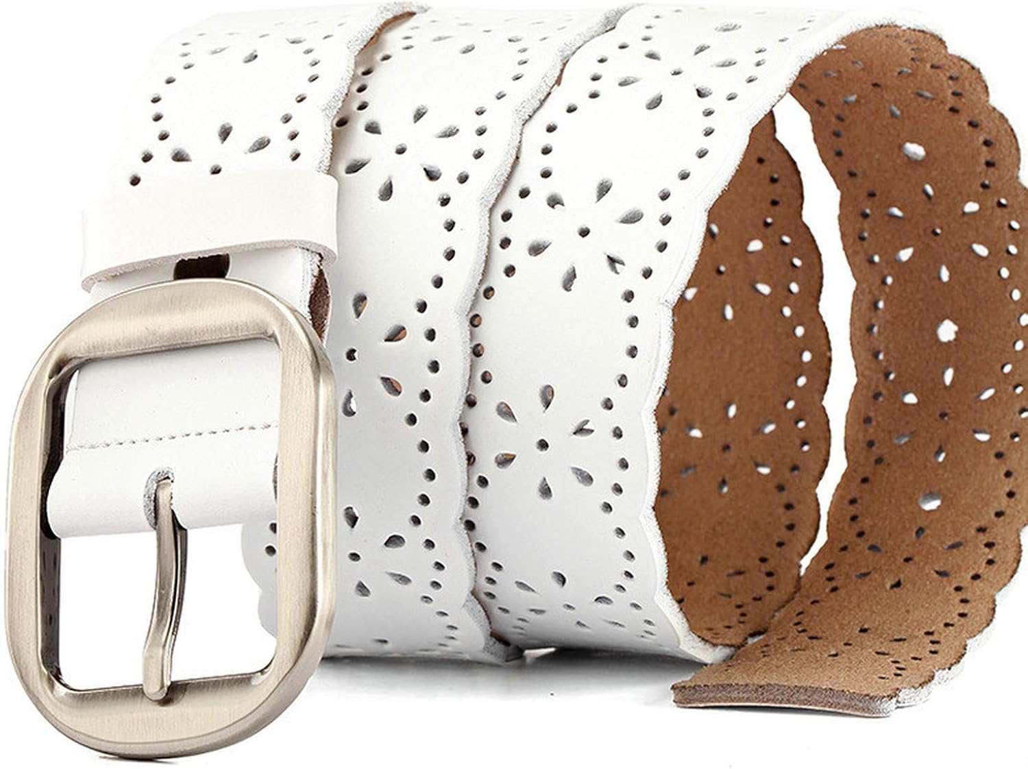 Sduyt Belts Womens Belt Genuine Leather Ratchet Strap Elastic Woman Large Size Black Stretch