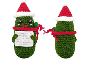 qyqkfly 1 Pcs of Mini Cute Funny Emotional Pickles Creative Knitted Mental Support Pickle Animal Holding Card Crochet Easter Birthday Christmas Girls Gift Party Decor(Pickle 04)