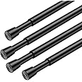 AIZESI Spring Tension Rods Adjustable Tension Curtain Rod Small Tension Rod No Drilling Expandable Spring Loaded Curtain Tension Rod（Black,26" to 39"-4Pcs)