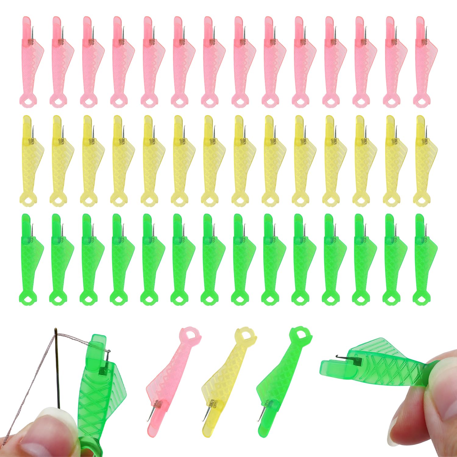 SYEYCW 45 Pcs Needle Threaders, Sewing Machine Needle Threader, Automatic Sewing Needle Threader, Fish Mouth Sewing Machine Needle Threader, Easy Threader for Sewing DIY Craft Supplies Accessories