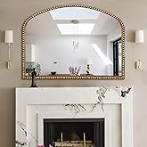 ironsmithn Gold Arched Mirror, 28"x36" Antique Mirrors with Beaded Frame, Classic Vintage Decorative Mirror, Marlowe Accent M