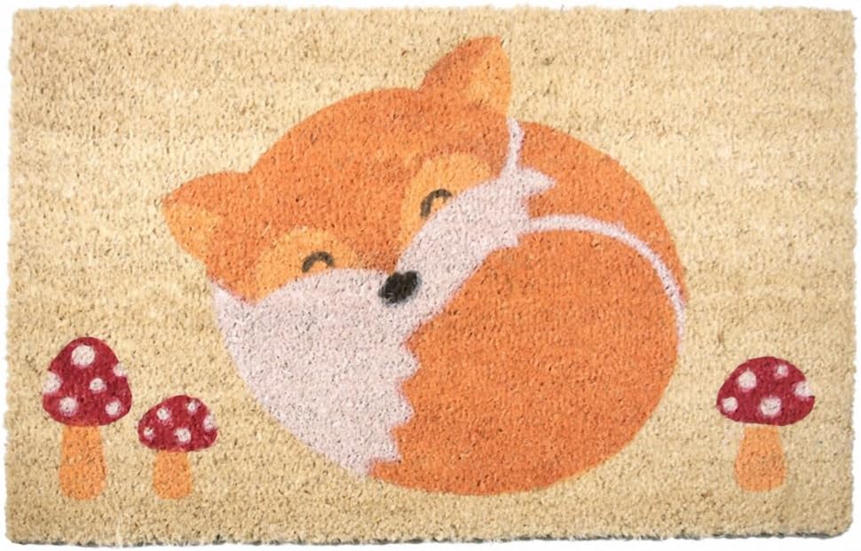 Coir Door Mat - Sleeping Fox and Toadstools