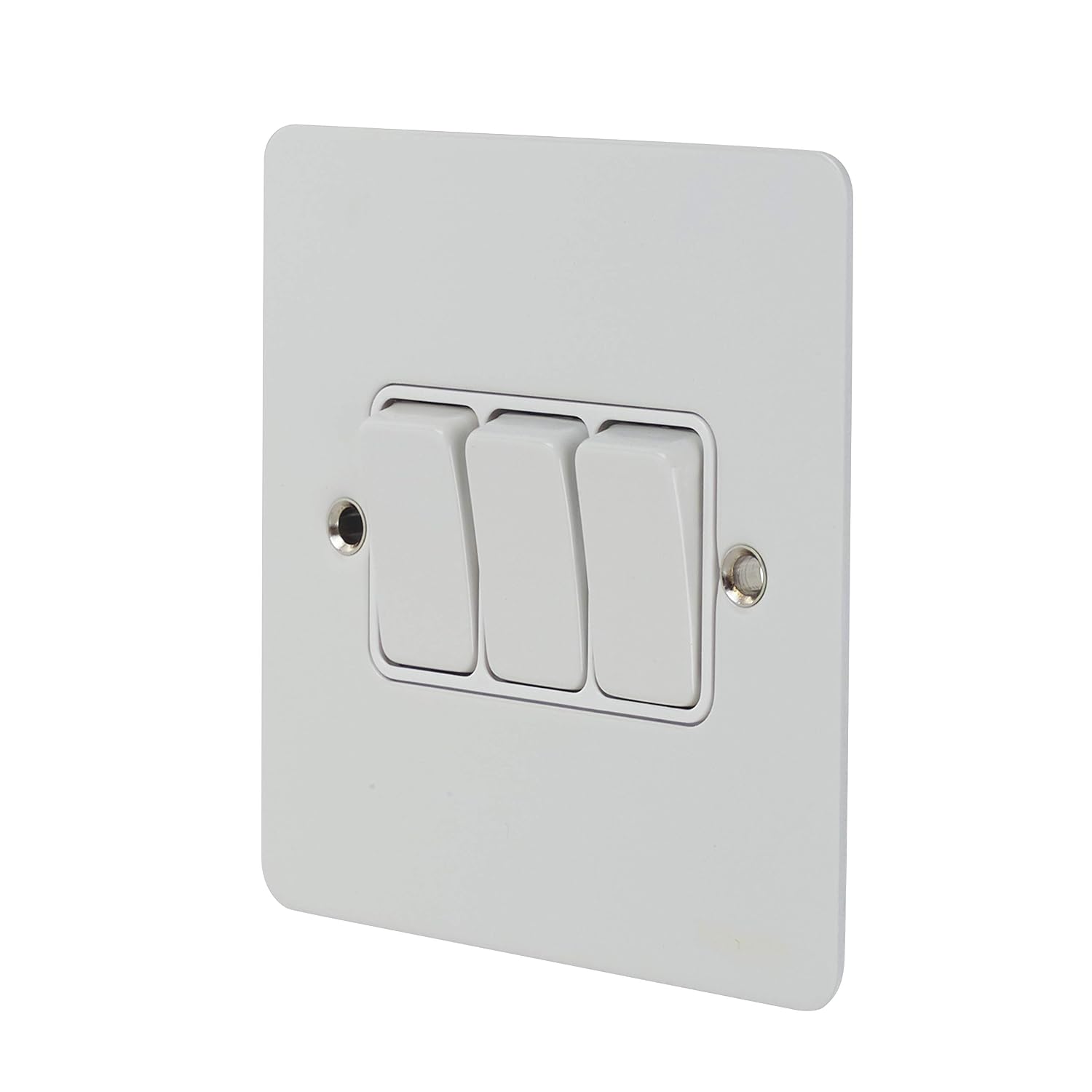 Schneider Electric Ultimate Flat Plate - 3 Gang 2 Way Light Switch, Single Pole, 16AX, GU1232WPW, Painted White with White Insert - Image 3
