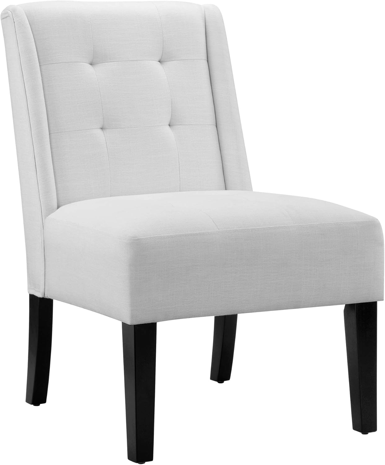 AmazonBasics tufted accent chair with wood legs, White