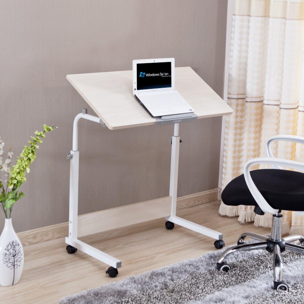Adjustable Laptop Table Notebook Stand Portable Standing Bed Desk Foldable Sofa Breakfast Tray Mobile Desk fold Lift Write Learn Bedside Small Desk-H 80x50cm(31x20inch)