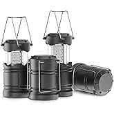 Lichamp 4 Pack LED Camping Lanterns, Battery Powered Camping Lights LED Collapsible Flashlight Portable Emergency Supplies Kit, A4GY