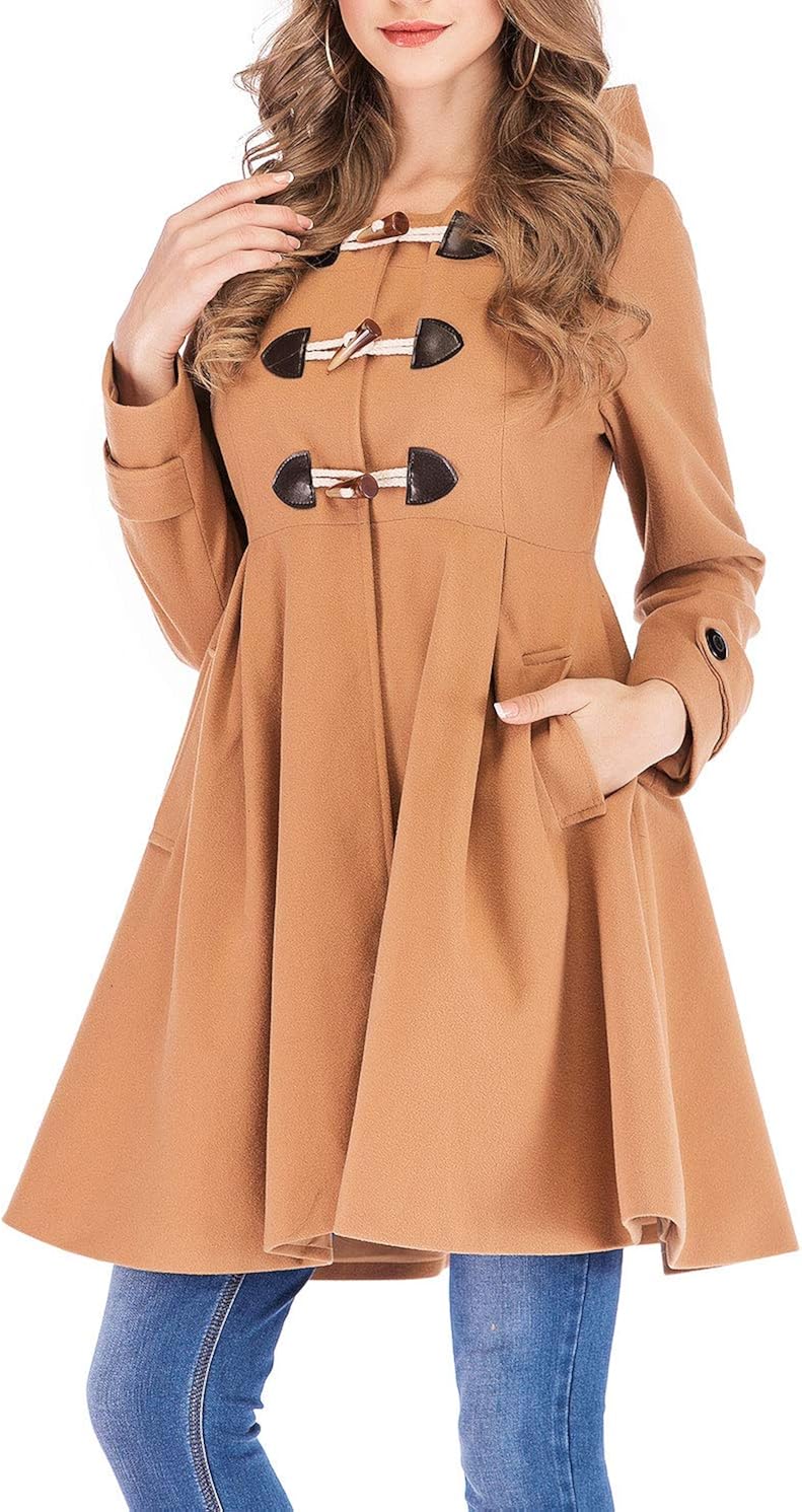 women's wool toggle coat with hood