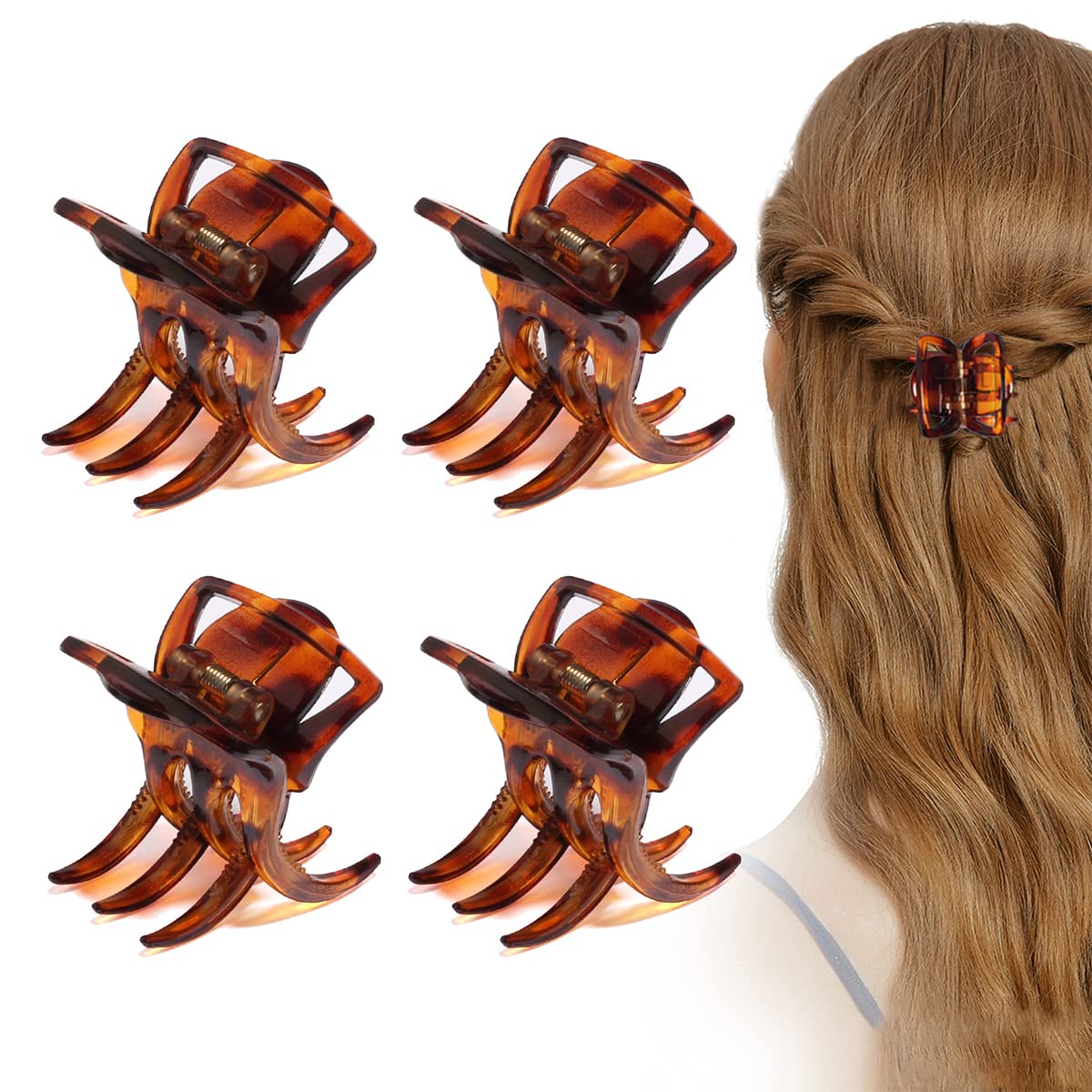 Photo 1 of 4 Pieces Hair Claw Clips,Morhom Big Size Hair Claws 2.0 Inch Hair Jaw Clip for Women Girls Thick or Medium Hair