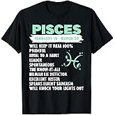 Zodiac Sign Pisces Gifts Unisex-Adults T-Shirt Black Small