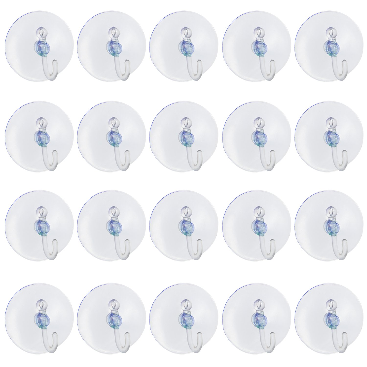 TRIXES Suction Cups x20 Clear Plastic with Hooks for Window Decorations Cabinet Suckers Ideal Hanging Christmas Decor Fairy Lights Decorations Wreaths Signs Bathroom Kitchen