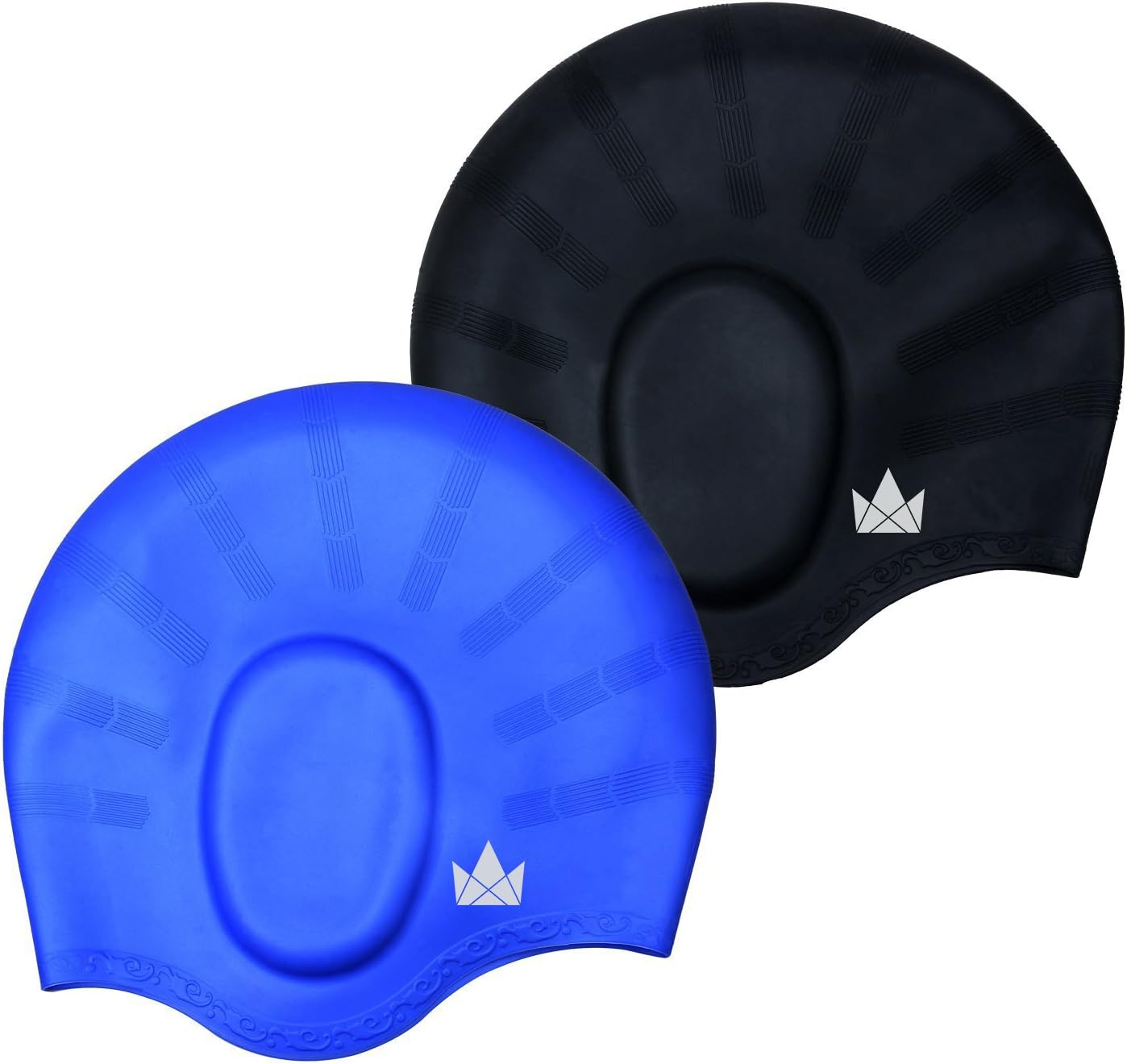 The Friendly Swede Silicone Long Hair Swim Caps - Durable Silicone Swimming Caps for Women Men Adults Kids (2 Pack)