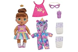 Baby Alive Super BFF Sophia Sparkle Brown Hair Dress Up Baby Doll Playset, 11 Inches, Toys for 3 Year Old Girls & Boys & Up (Amazon Exclusive)