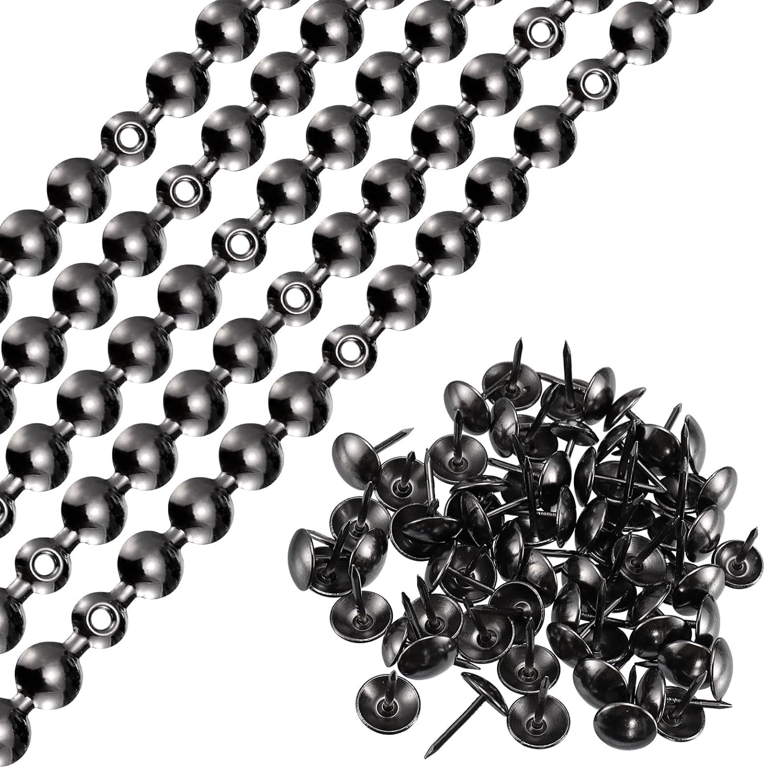 5 Meters 9.5mm Upholstery Tacks Strips, Decorative Nail Strips Sofa Trims Tapes,Indoor Garden Chair Tacks, with 100 Loosing Tacks (Electroplating Gray)