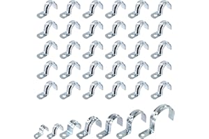 Swpeet 30Pcs 3/4"(20mm) Zinc Plated One Hole EMT Pipe Strap Kit, Pipe Straps U Bracket Tube Strap Pipe Clamp 1 Hole Snap On P