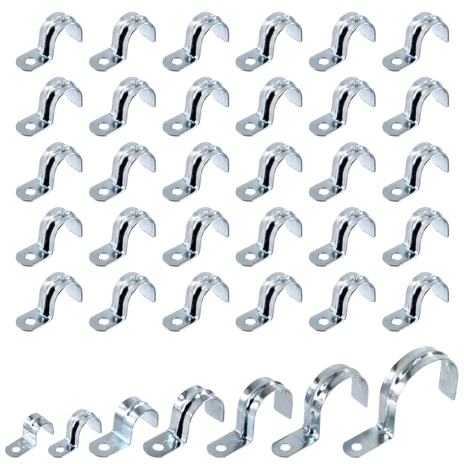 Swpeet 30Pcs 3/4"(20mm) Zinc Plated One Hole EMT Pipe Strap Kit, Pipe Straps U Bracket Tube Strap Pipe Clamp 1 Hole Snap On Pipe Strap Conduit Clamps Tension Clips for Fixing EMT Conduit Pipe