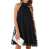 Gleeneat Womens Wedding Guest Floral Halter Tulle Cocktail Dresses 2026 Summer A Line Swing Sleeveless Mini Dress