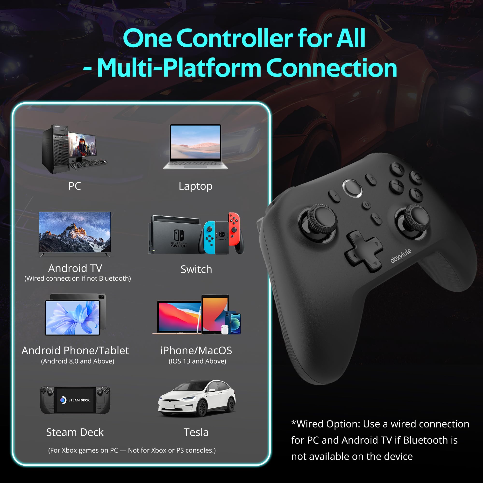 C6 Wireless PC Controller, Bluetooth Game Controller - 1000Hz Hall Triggers & Joysticks for Windows PC, Nintendo Switch Pro/OLED/Lite, Steam Deck, Android TV/Mobile, iPhone MAC & Tesla Vibration Turbo